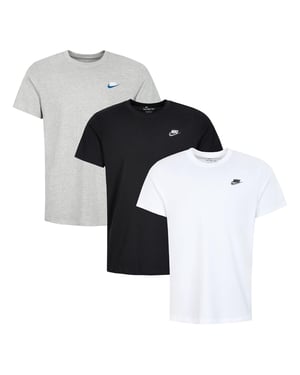 3 Pack Nike Sportswear Men's Club T Shirt  - Grey/Black/White