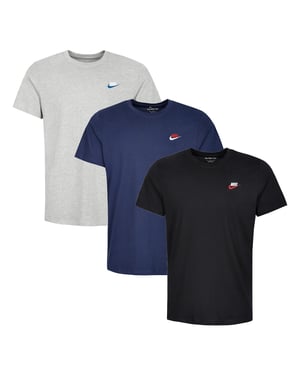 3 Pack Nike Sportswear Men's Club T Shirt  - Grey/Blue/Black