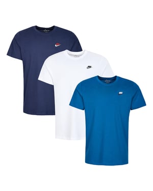 3 Pack Nike Sportswear Men's Club T Shirt  - Blue/White/Blue