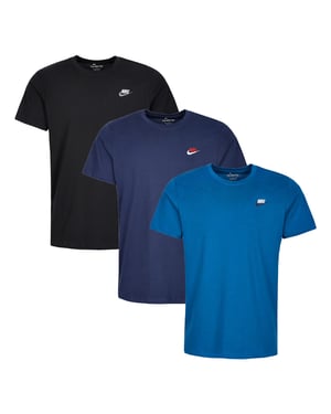 3 Pack Nike Sportswear Men's Club T Shirt - Black/Blue/Blue