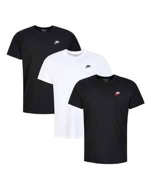 3 Pack Nike Sportswear Men's Club T Shirt - Black/White/Black