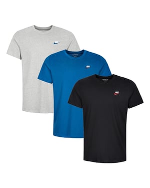 3 Pack Nike Sportswear Men's Club T Shirt - Grey/Blue/Black