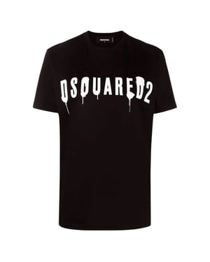 Dsquared2 Dripping Spray Logo Zwart T-shirt