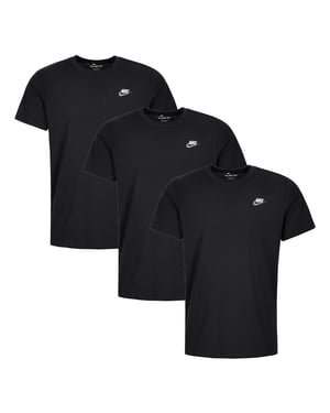 3 Pack Nike Sportswear Men's Club T Shirt  - Black