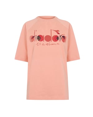 Diadora Dames Bloemen Runde Hals Raglan T-shirt (Koraal Rood)