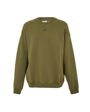 Off White Heren Sweatshirt met lange mouwen en ronde hals (Mos/Zwart)