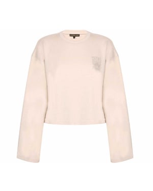 Biba Crop-sweatshirt voor dames met geborduurd logo (Neutraal)