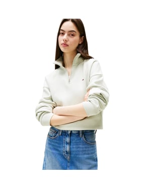 Tommy Jeans Dames/Dames Fleece Quarter Zip Boxy Crop Sweatshirt (Misty)