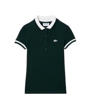 Lacoste Dames Geborduurd Logo Korte Mouwen Polo Shirt (Groen/Wit)