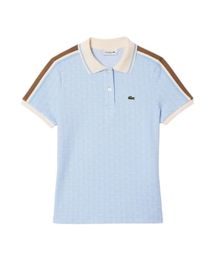 Lacoste Dames Jacquard Slim Korte Mouwen Polo Shirt (Blauw)