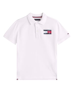 Tommy Hilfiger Kinder-/kids Script Vlag Regular Poloshirt (Wit)
