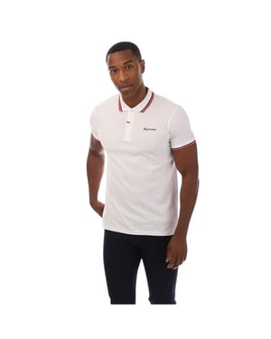 Aquascutum Heren Slim Korte Mouwen Poloshirt (Wit/Navy)