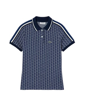 Lacoste Dames Jacquard Slim Kortekorte Polo (Methyl Blauw)
