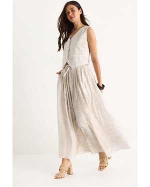 V-hals Vest en Maxi Rok Tweedelige Set