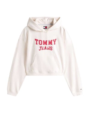 Tommy Jeans Vrouwen/dames Varsity-crop-hoodie (Antiek Wit)