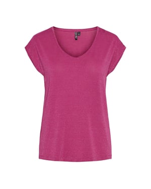 Pieces Dames/Dames V Hals Regular T-shirt (Fuchsia Roze)