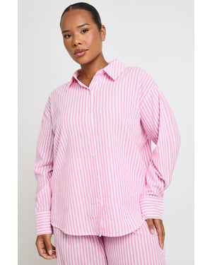 Plus Cotton Pinstripe Oversized Pyjama Shirt