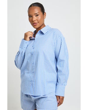 Plus Cotton Pinstripe Oversized Pyjama Shirt