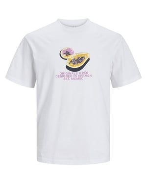 Jack And Jones Heren Papaya Ronde Hals T-Shirt (Helder Wit)