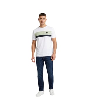 Weekend Offender Heren T-shirt met kruispatroon en strepen, normale pasvorm (Wit/Pepermint/Navy)