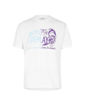 Replay Heren Waves Logo T-Shirt (Wit)