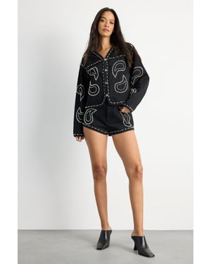 Paisley Embellished Denim Jacket