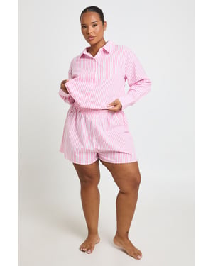 Plus Cotton Pinstripe Pyjama Short