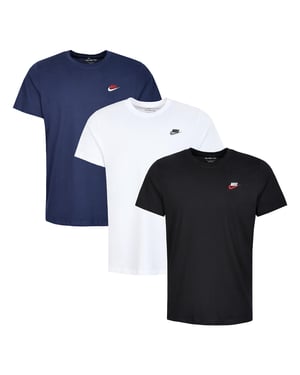 3 Pack Nike Sportswear Men's Club T Shirt - Blue/White/Black