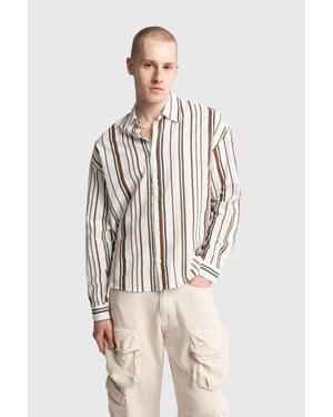 Ontspannen Pasvorm Gestreepte Katoenen Shirt