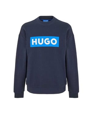 Hugo Heren Niero Box Logo Crew Neck Sweatshirt (Marine)