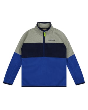 Craghoppers Barn/Kids Linden Colour Block Zip Neck Regular Sweatshirt (Bolt Blue/Grey Blue Marl)