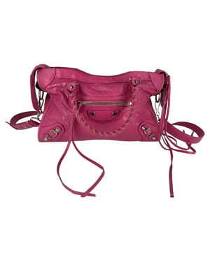 Balenciaga Small Classic City Studs tas in roze leer