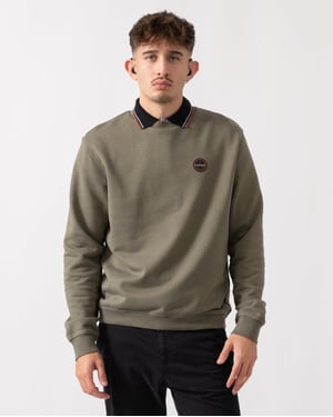 Badge Crew Neck Sweatshirt in Olive