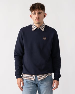 Badge Crew Neck Sweatshirt in Dark_Navy