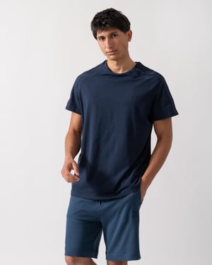 Crew Neck Logo Detail T-Shirt in Navy