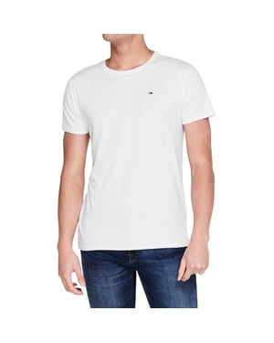 Tommy Jeans Heren Geborduurd Logo Los T-shirt (Wit)