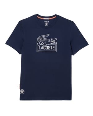 Lacoste Heren-T-shirt met logo op de borst – Roland Garros-editie (Blauw)