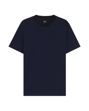 Boss Heren T-shirt met geribde kraag van C-Thompson (Donkerblauw)
