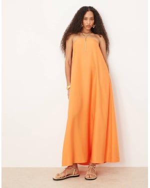 ASOS DESIGN cupro bandeau maxi dress in papaya