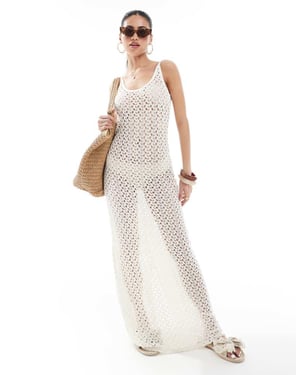 ONLY crochet maxi dress in beige