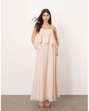 ARRANGE shard sequin layered trapeze cami maxi dress in light pink