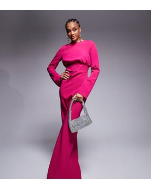 ASOS DESIGN Tall structured long sleeve maxi dress with ruched bust in pink