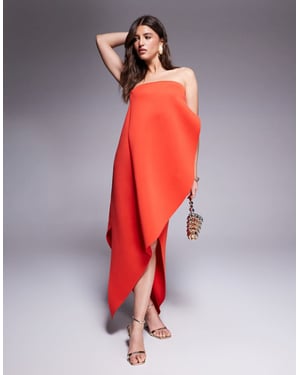 ASOS DESIGN minimal midi dress with wrap round body detailing in red