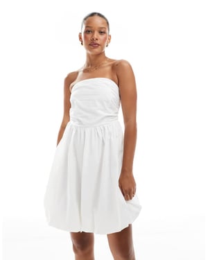 ONLY bubble hem bandeau mini dress in white