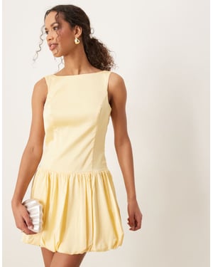 Abercrombie & Fitch high neck sleeveless bubble skirt open back mini dress in yellow
