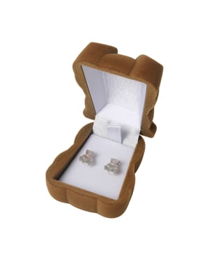 Sterling Silver Stud Teddy Bear Earrings With Teddy Bear Novelty Box
