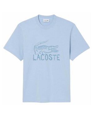 Lacoste Heren T-shirt katoen met logo (Blauw)