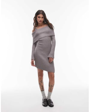 House of Sunny ribbed asymmetric dress in school grey