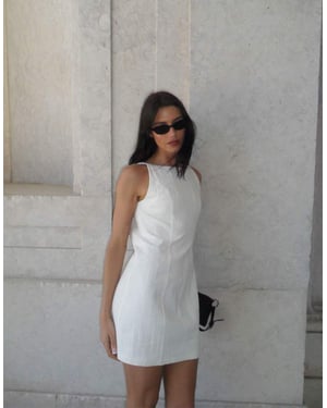Labelrail x Barbara Ines fitted linen shift dress in off-white