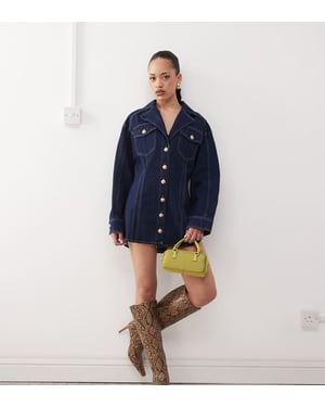 Labelrail x Jennifer McKing structured denim shirt dress in indigo blue